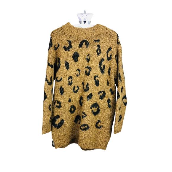 Women's XXL Thick Knit Animal Cheetah Print Sweater Mock Neck Tunic Mini Dress - Picture 1 of 6